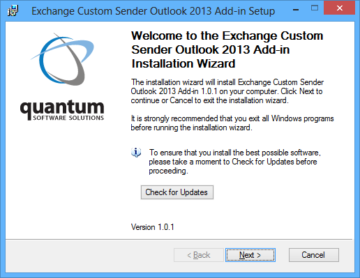 Outlook Add-in Setup Welcome
