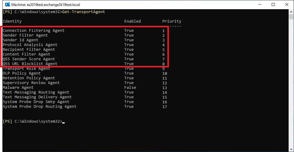 Exchange Management Shell Transport Agents