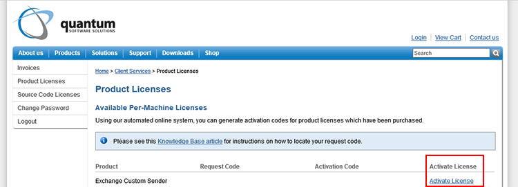 Client Services Product Licenses